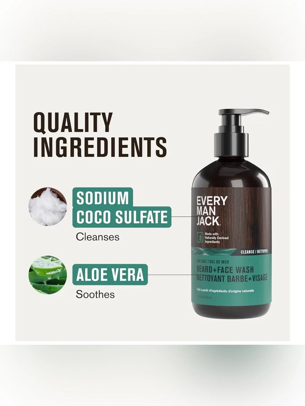 Every Man Jack Sea Salt Beard + Face Wash - Size 6.7fl oz.